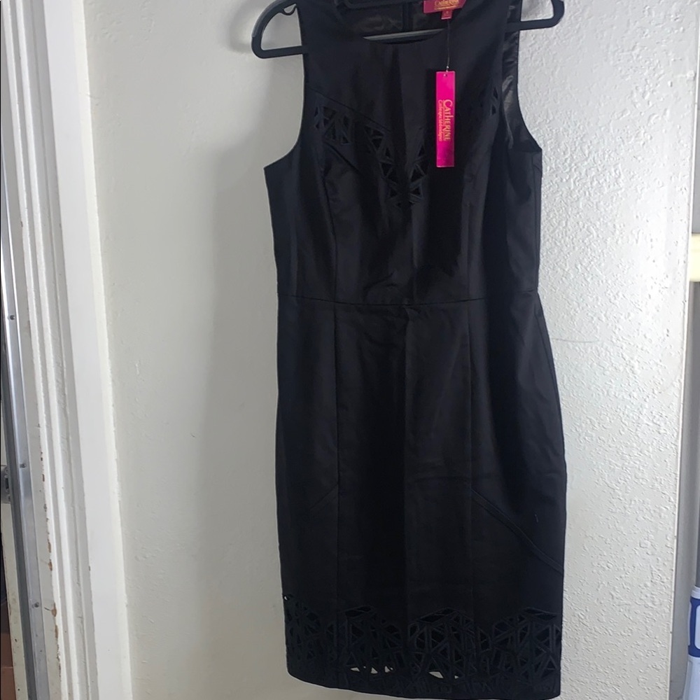 Catherine Malandrino Black Halter Sheath Midi Dress